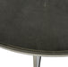 Modern half-moon console table with a black textured top and slim metal legs, offering minimalist elegance for entryways or living spaces, Detail View 2.