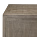 Contemporary cabinet with four doors in a grey and pewter finish, offering ample storage and a modern design for living or dining spaces, Detail View 2.