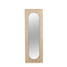  Tall mirror with an arched frame set in light wood, offering a stylish and functional addition to modern or rustic interiors, Front View.