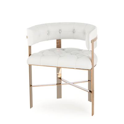 Art Dining Chair Tufted - Mirrored Brass / Fallon White