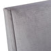 Modern grey velvet dining chair with high back and black wooden legs, perfect for contemporary room decor, Detail View 1.