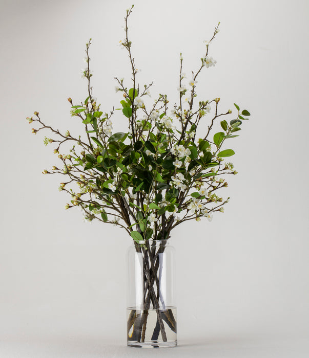 Mixed Blossom and Leaves in Glass Vase